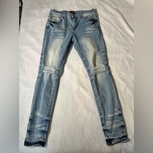 INVNCBL Light Wash Ripped Knees Distressed Y2K Men’s Denim Jeans